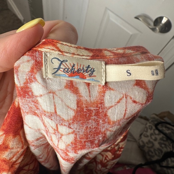 FAHERTY Willow Wrap Dress Spiced Shibori Print Size S Linen Viscose Blend - Picture 5 of 8